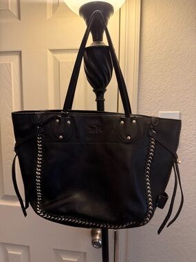 Coach Tatum Black Leather Chain Bag
